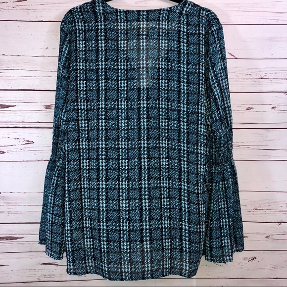 Michael Kors Tweed Haberdashery Georgette Bell Sleeve Top - Picture 6 of 6